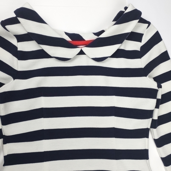 Boden Anthropologie Navy White Stripe Cowl Bateau Neck Sweater Top Sz 4 - Picture 5 of 11